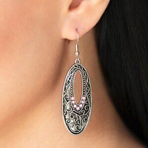 Paparazzi Jewelry Accessories - Fairytale Flora - Pink Earrings - Vintage